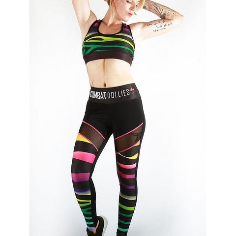 Combat Dollies Multi-Stripe Sports Bra