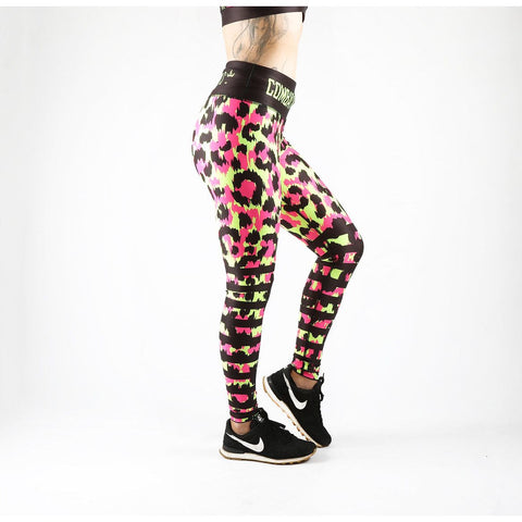 Combat Dollies Neon Leopard Stripe Fitness Leggings