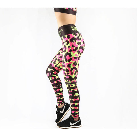 Combat Dollies Neon Leopard Stripe Fitness Leggings