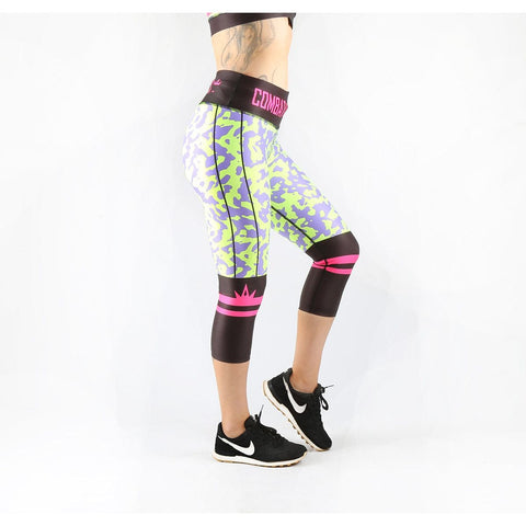 Combat Dollies Neon Camo Duo Fitness Leggings