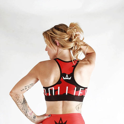 Combat Dollies Red Camo Sports Bra