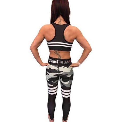 Combat Dollies Camo 3 Stripes Sports Bra