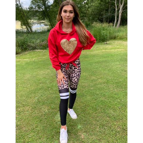 Step n Pump Essentials Red Leopard Heart Hoodies