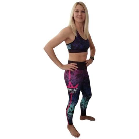 Combat Dollies Black Splatter Sports Bra