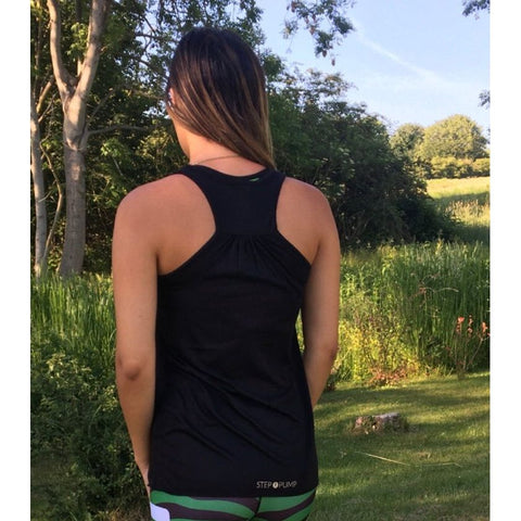 Step n Pump Essentials Plain Black Signature  Flowy Vest Top