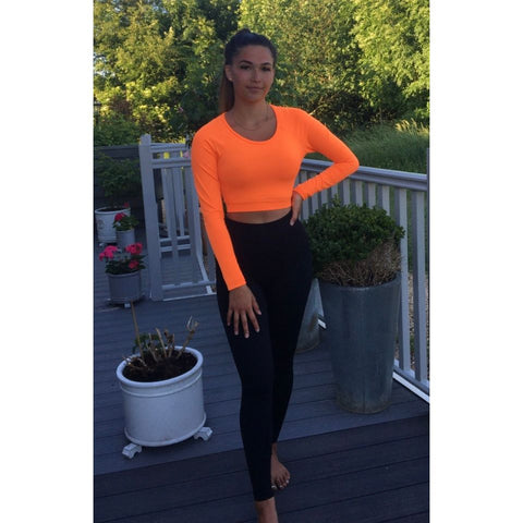 Step n Pump Sp125 Neon Orange Long Sleeve Crop Top