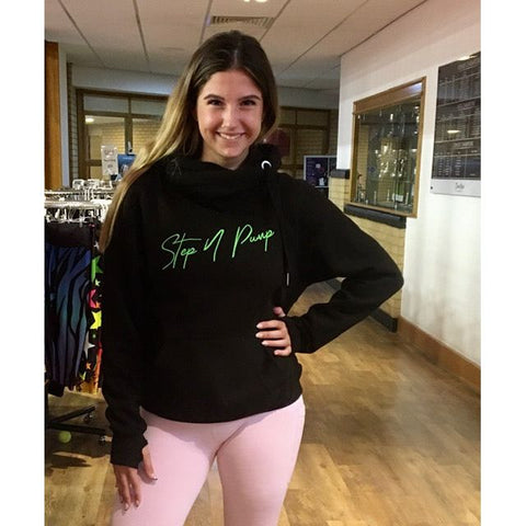 Step n Pump Essentials Black With Electric Green Cross Neck Cosy Hoodie