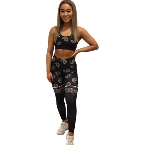 Combat Dollies Black Paisley Fitness Leggings