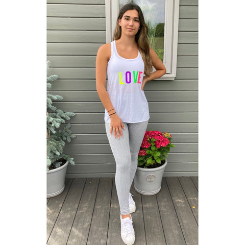 Step n Pump Essentials White LOVE Flowy Vest Top