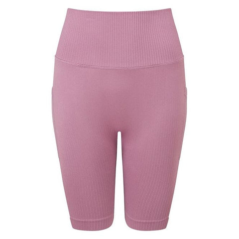 Step n Pump Essentials Mauve Ribbed Seamless Shorts with Phone Pocket