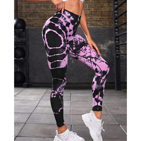Step n Pump Exclusive Pink - Black Tie Dye Seamless Leggings