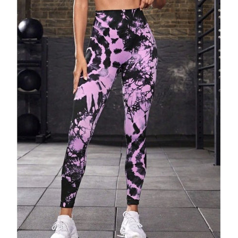 Step n Pump Exclusive Pink - Black Tie Dye Seamless Leggings