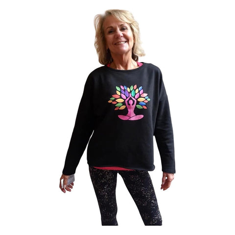 Step n Pump Essentials Luxe Black Yoga Tree Cover Up Top