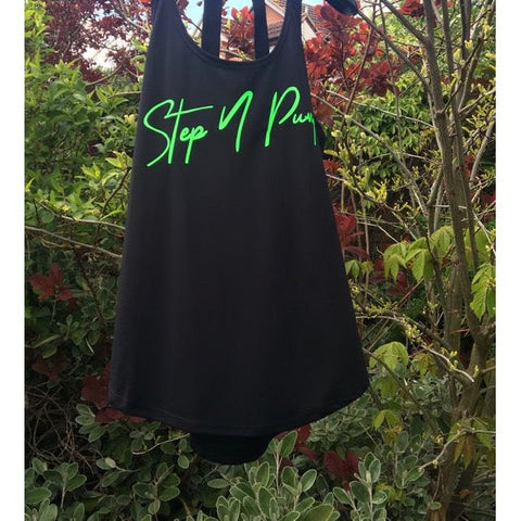 Step n Pump Essentials Black- Neon Green Signature Layering Vest