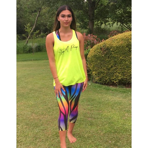 Step n Pump Essentials Neon Yellow- Black Signature Flowy Vest Top