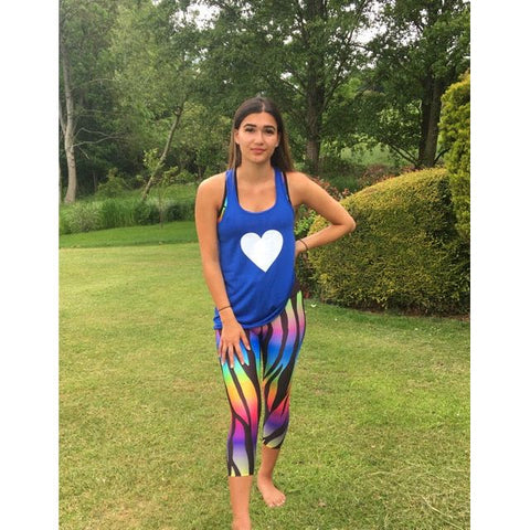 Step n Pump Essentials Royal Blue Glitter Heart Flowy Vest Top