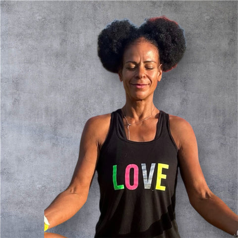 Step n Pump Essentials  Black LOVE Flowy Vest Top