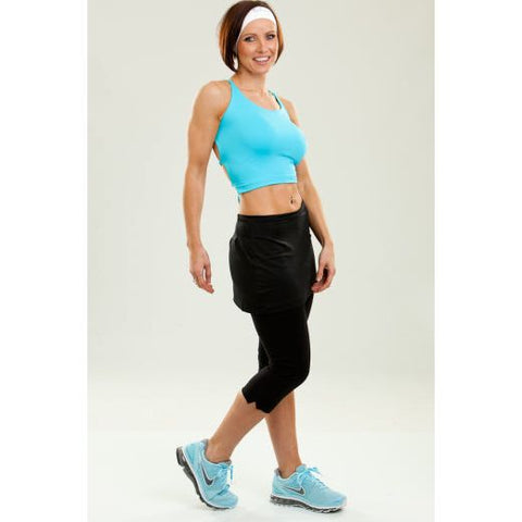 Step n Pump Sp405 3/4 Black Leggings With Colour Contrast Skirt