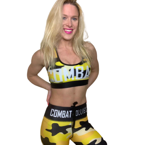 Combat Dollies Yellow Camo Stripe Fitness Leggings