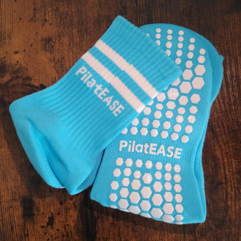 Step n Pump Essentials Aqua Blue PilatEASE Non Slip Gripper Socks