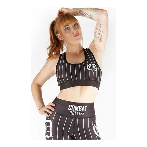 Combat Dollies Black Baseball Sports Bra