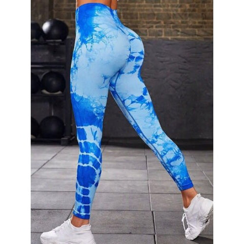 Step n Pump  Exclusive Blue Tie Dye Seamless Leggings