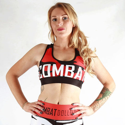 Combat Dollies Red Camo Sports Bra