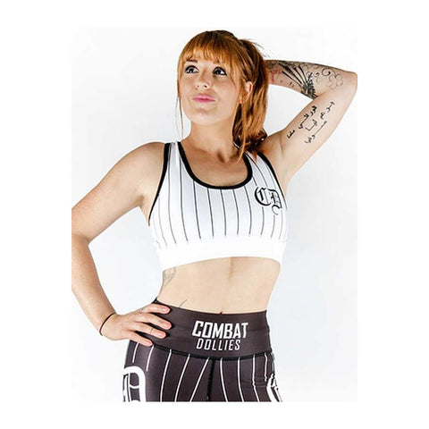 Combat Dollies White Baseball Sports Bra