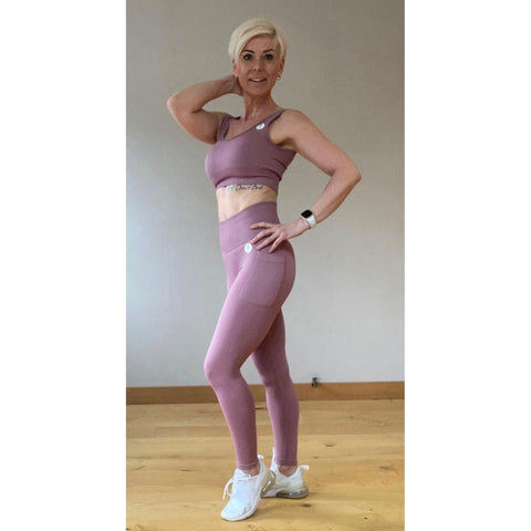 Step n Pump Essentials Mauve Ribbed Multi Sport Crop Top