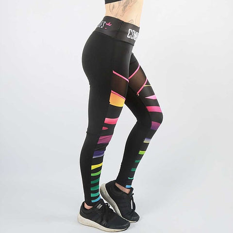 Combat Dollies Multi-Stripe Mesh Fitness Leggings