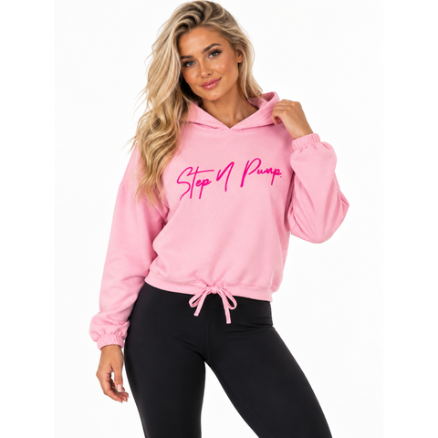 Step n Pump Essentials Cropped Embroidered Signature Hoodie ( Choose Your Colour)