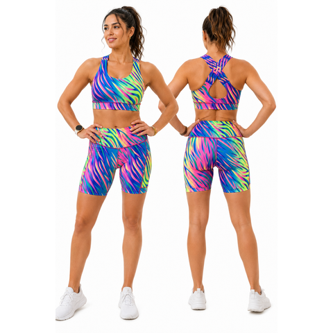 Step n Pump Exclusive UV Reactive Neon Flame Shorts With Pockets