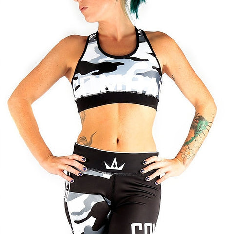 Combat Dollies Grey Camo Sports Bra