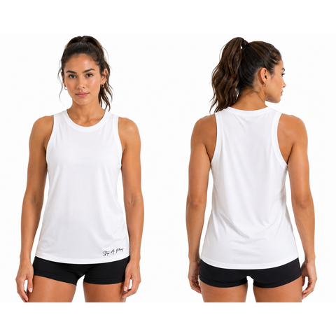 Step n Pump Essentials White Full Back Technical Vest Top