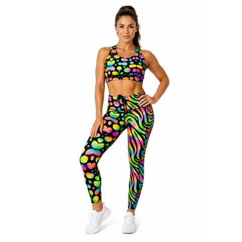 Step n Pump UV Reactive Wild Neon Pop Print Leggings