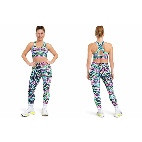 Step n Pump UV Reactive Pastel Tiger/Leopard Print Leggings