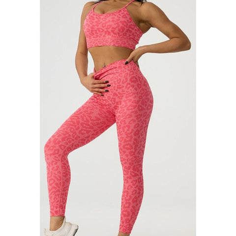 Stepnpump Exclusive Stunning Seamless Coral Pink Leopard Crop Top