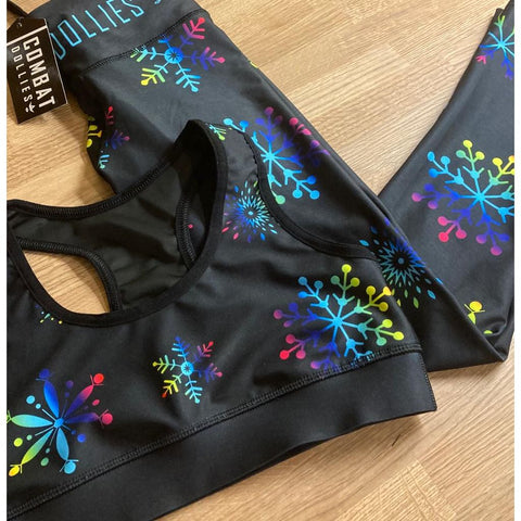 Combat Dollies Exclusive Multi- Coloured Snowflake Sports Bra