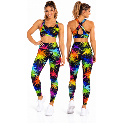 Step n Pump UV Reactive Fireworks Leggings With OR Without Pockets (Pre-Order)