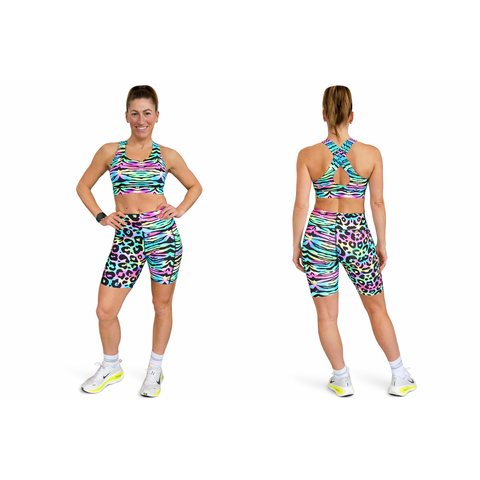 Step n Pump UV Reactive Pastel Tiger/Leopard Print Shorts With Pockets