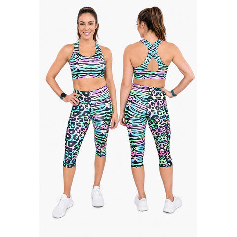 Step n Pump UV Reactive Pastel Tiger/Leopard Print Capri Bottoms