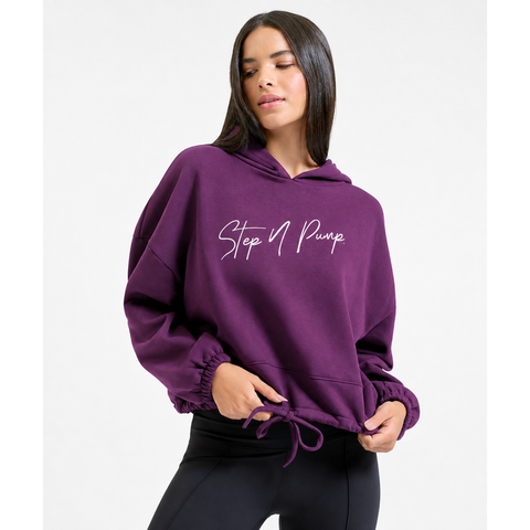 Step n Pump Essentials Cropped Embroidered Signature Hoodie ( Choose Your Colour)