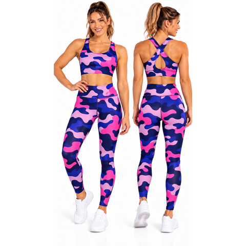 Step n Pump UV Reactive Pink Fusion Camo Leggings With Or Without Pockets (Pre-Order)