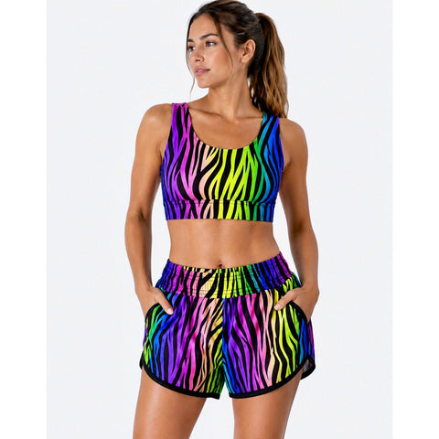 Step n Pump UV Reactive Exclusive Electric Safari Criss Cross Crop Top (Pre- Order)