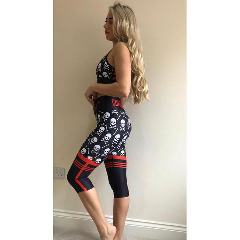 Combat Dollies Skull & Cross Bones Fitness Capri