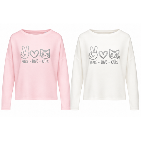 Step n Pump Essentials Ultra Soft  Peace, Love , Cats Lounge Top (Choose your Colour)