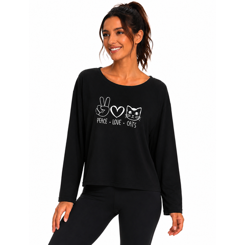 Step n Pump Essentials Peace, Love , Cats Lounge Top (Choose your Colour)