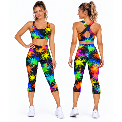 Step n Pump UV Reactive  Fireworks Capri Bottoms With Or Without Pockets (Pre-Order)