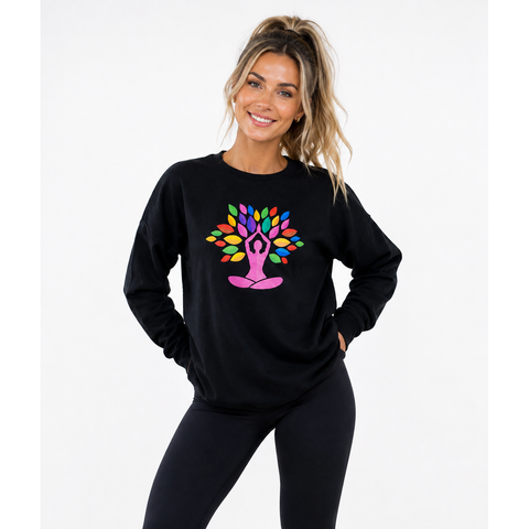 Step n Pump Essentials Luxe Black Yoga Tree Cover Up Top