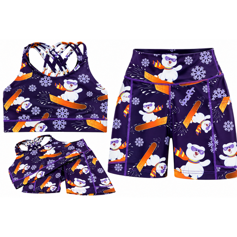Step n Pump UV Reactive Snowboard Bears Shorts With Pockets (Pre- Order)